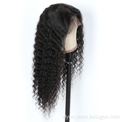 Deep Wave Wig 360 Lace Front Wigs 180% Density Transparent Lace Wig Human Hair Preplucked Wig